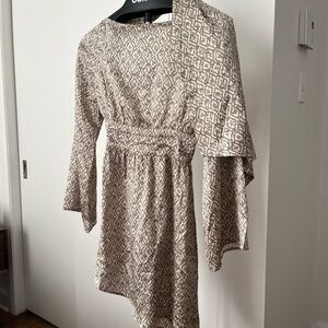Silk Maison 100% Silk Chic Long Sleeve Patterned Dress